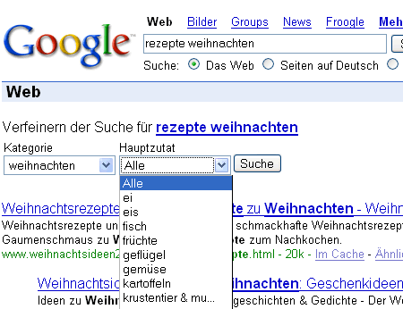 Suche verfeinern bei Google