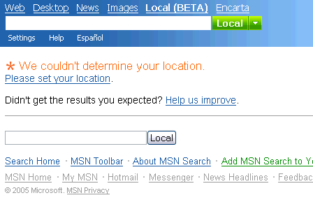 MSN Local Suchmaske