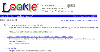 Suchmaschine Lookle Ergebnisliste