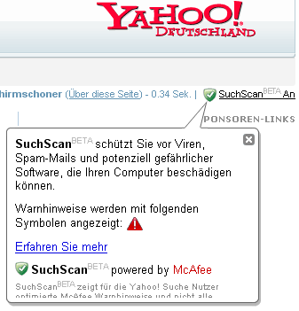 Yahoo! SuchScan Macafee