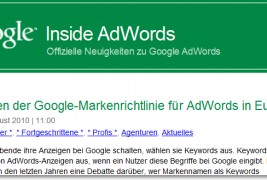 Geschützte Begriffe dürfen ab Oktober 2010 in Google AdWords Anzeigen