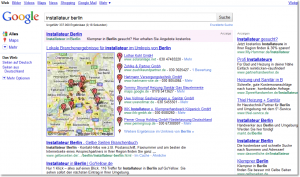 Lokale Google Suche nach Installateur Berlin