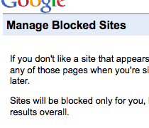 Treffer in der Google Ergebnisliste blockieren