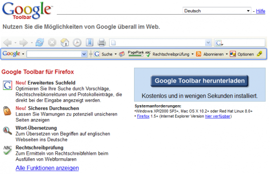 Google Toolbar Firefox