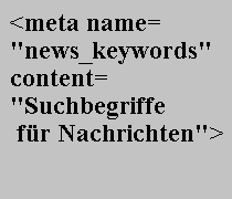 Meta-Tag Keywords für Nachrichtenbeiträge